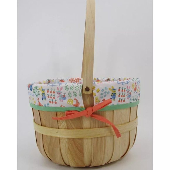 NWT - 12" Chipwood with Liner Easter Decorative Basket Farm Pattern - Picture 2 of 4